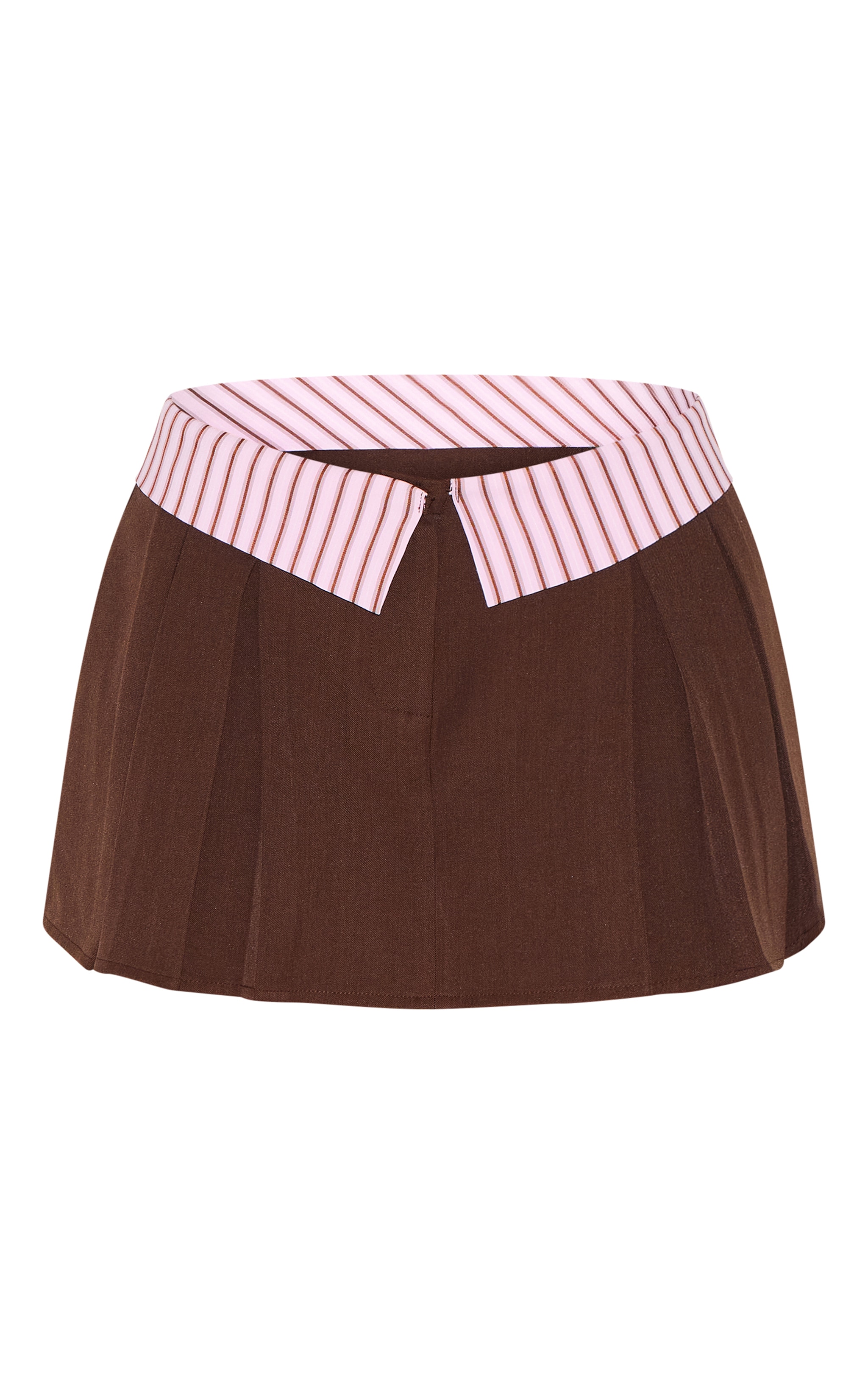 Chocolate Brown Contrast Striped Waistband Mini Skirt image 6