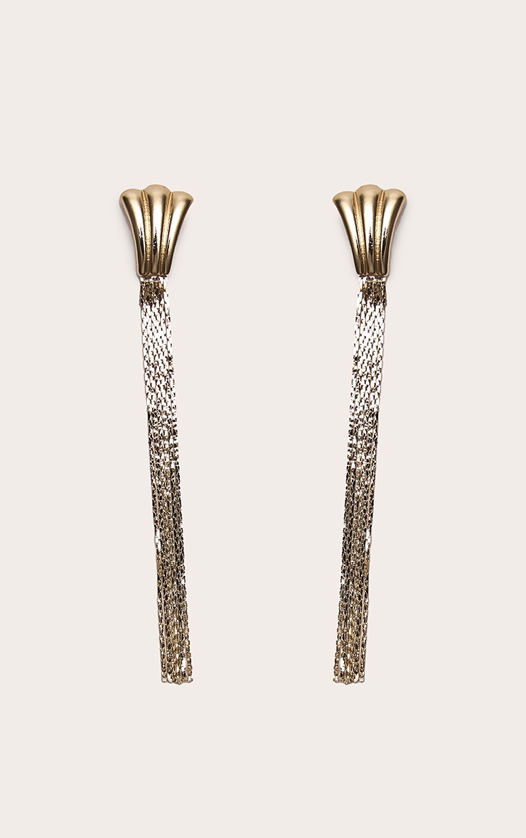 Gold Delicate Chain Drape Earrings image 2