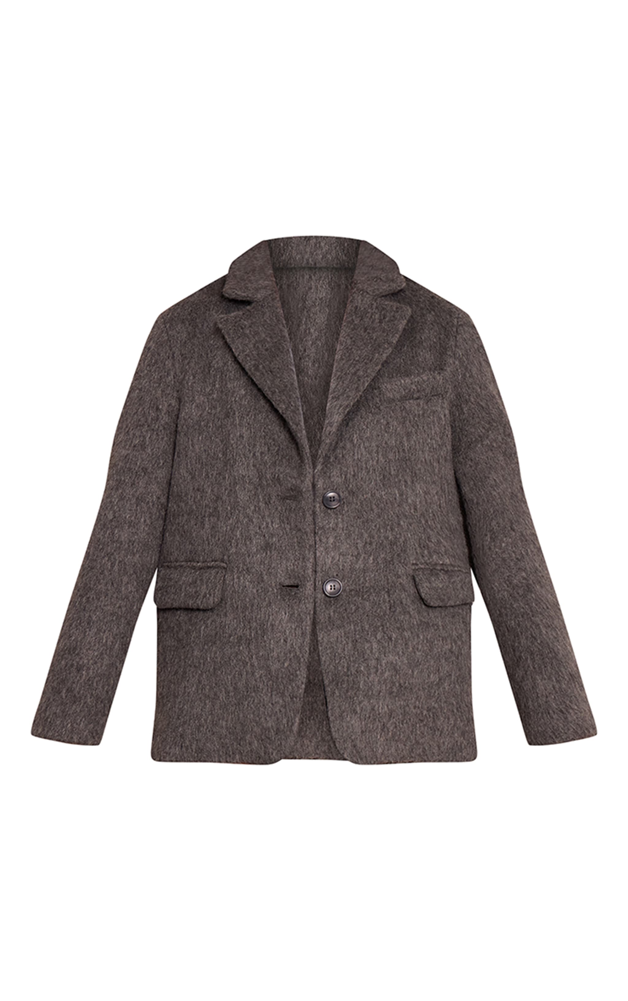 Charcoal Brushed Wool Look Oversized Blazer image 5