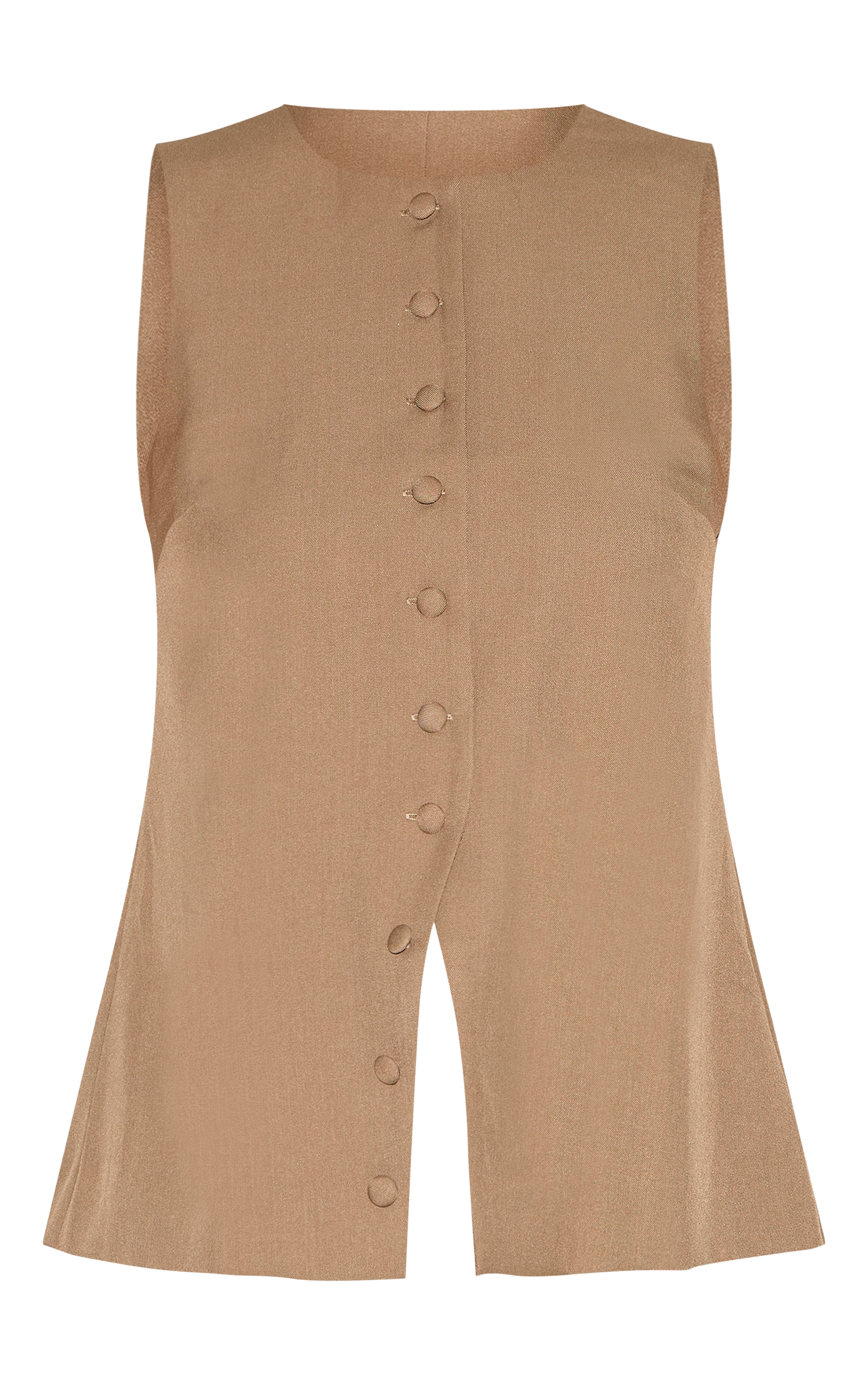 Gilet long tissé gris champignon à boutons image 5