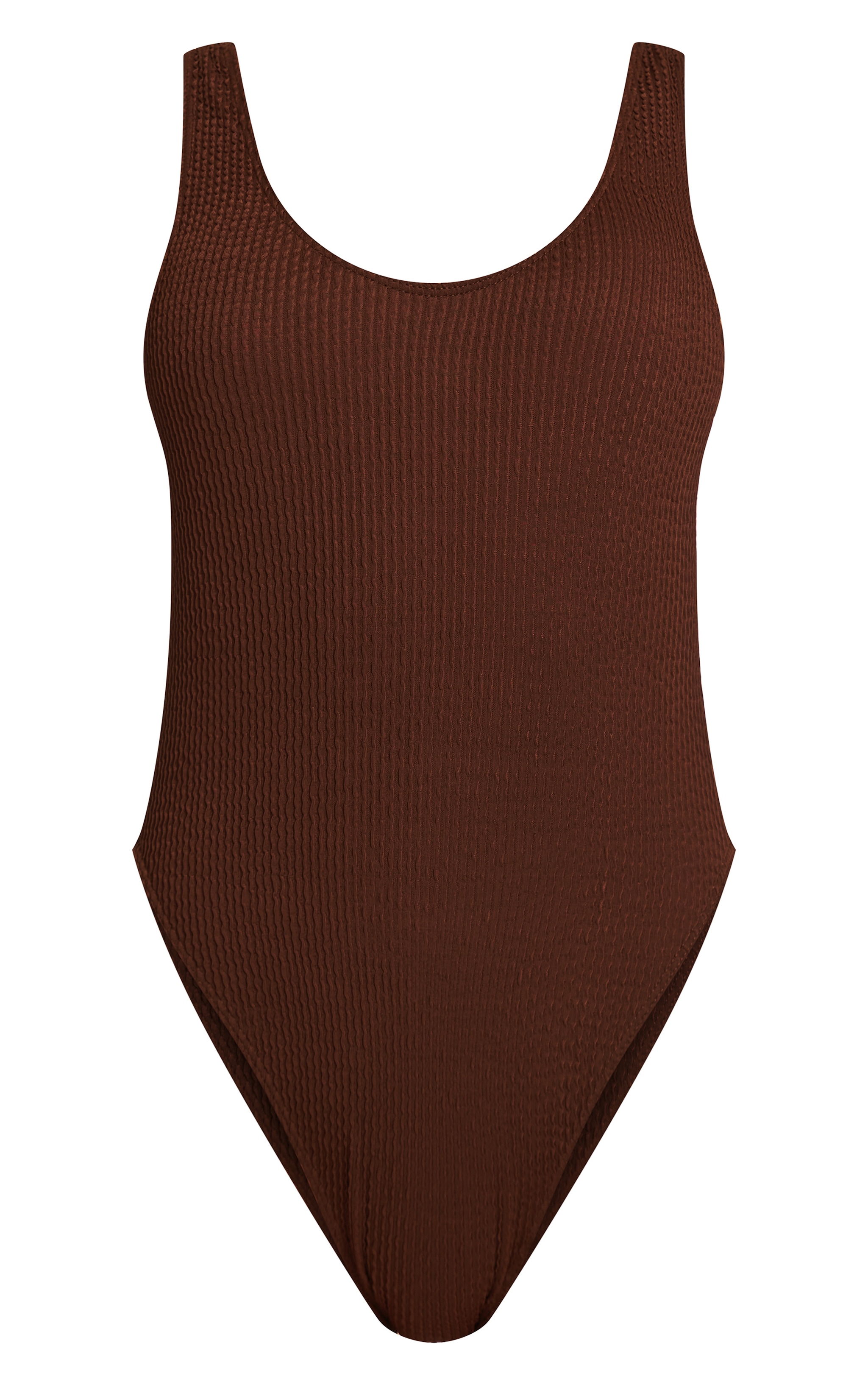 Brown Crinkle Scoop Back Swimsuit image 5