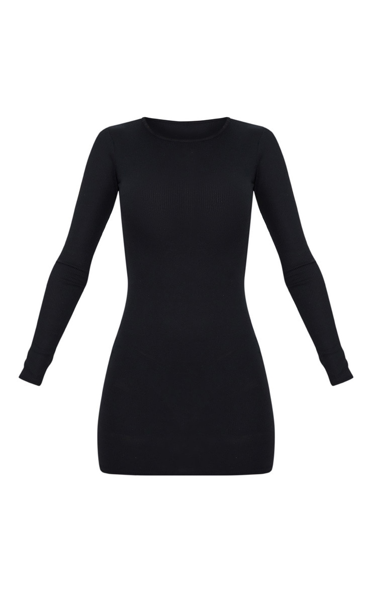 pretty little thing black ribbed dress
