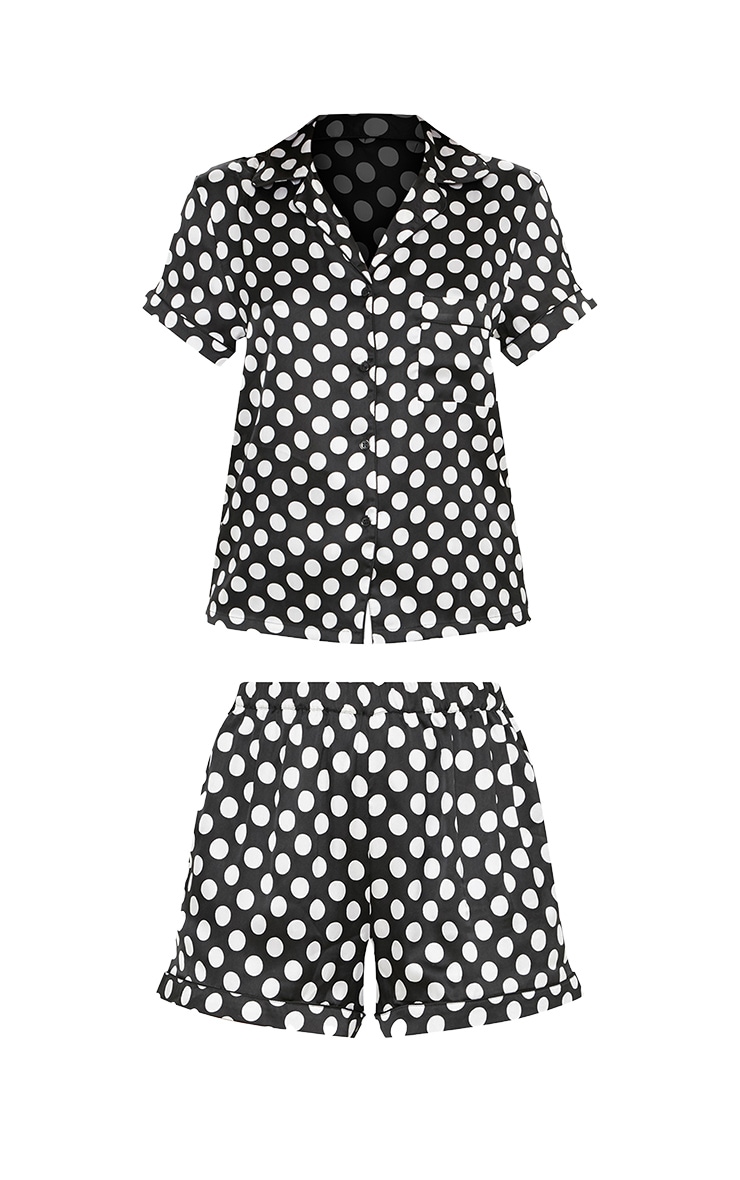 Monochrome Polka Button Up Short Pyjama Set image 3