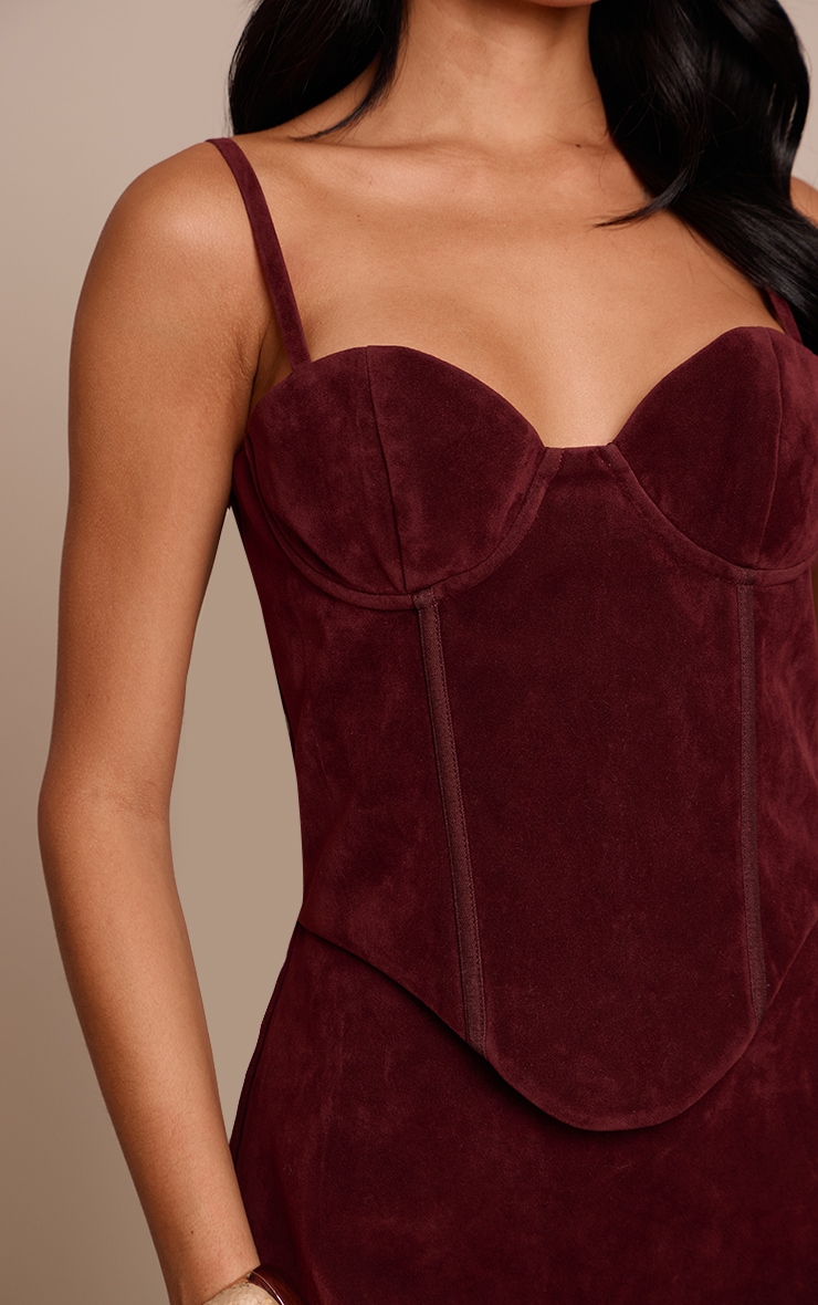 Plum Suede Corset Detail Mini Shift Dress image 4