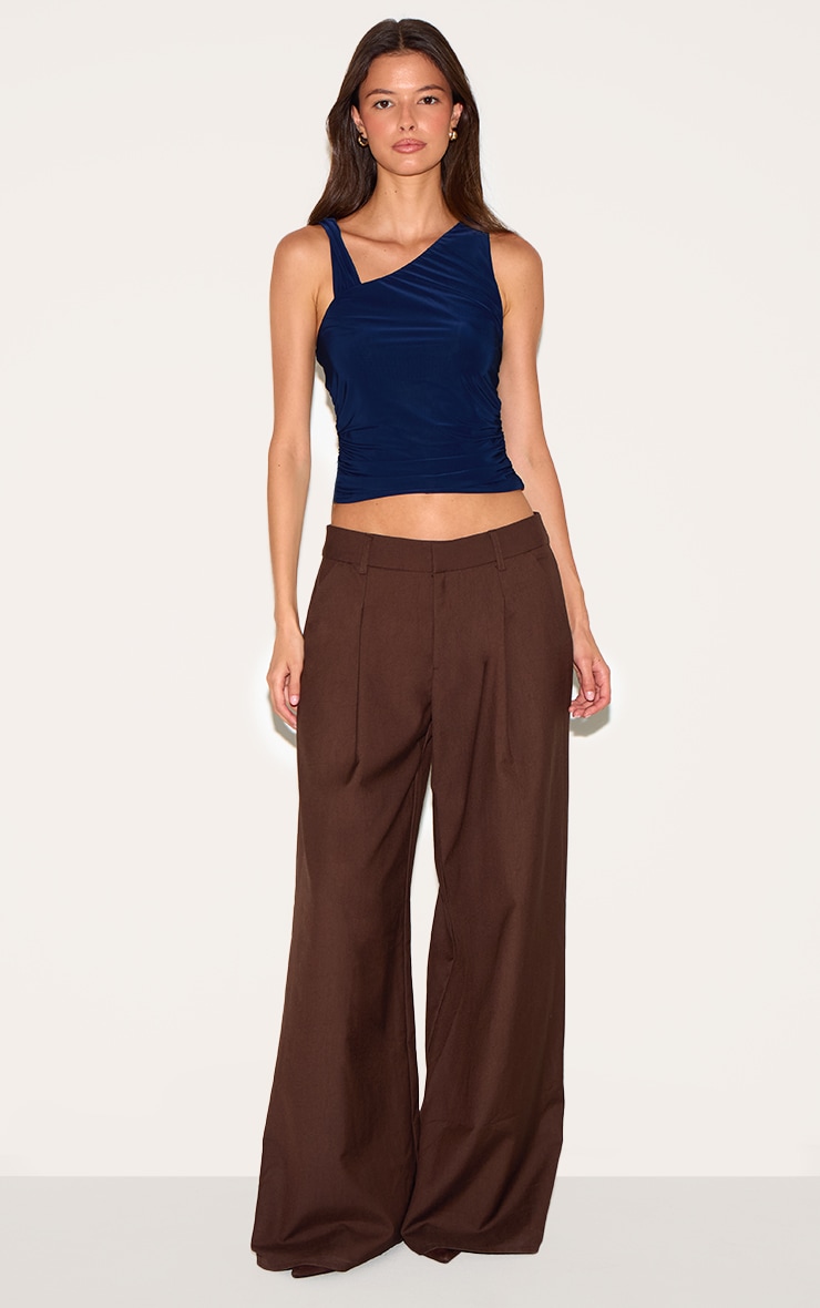 Indigo Blue Asymmetric Strap Detail Vest Top image 3
