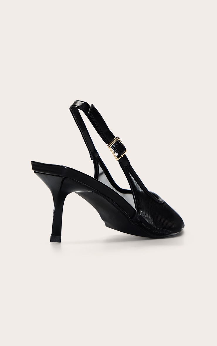 Talons pointus en mesh noir à bride derrière image 4