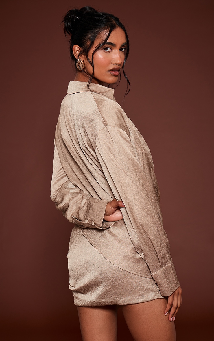 Stone Textured Satin Plunge Shirt image 2