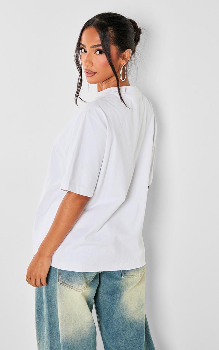 Petite White Premium Cotton Oversized T-shirt image 2