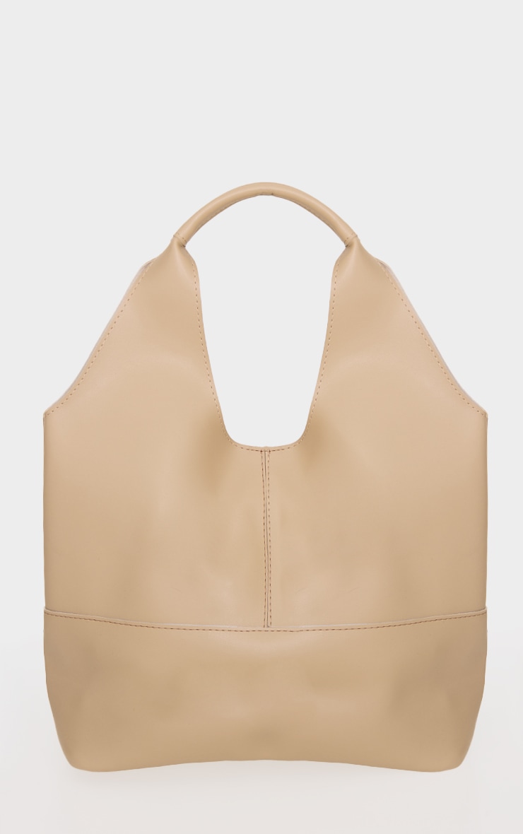 Cream Abstract Curved Tote Bag image 2