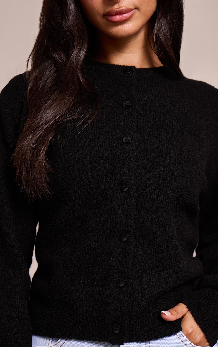 Petite Black Knit Button Through Cardigan image 4