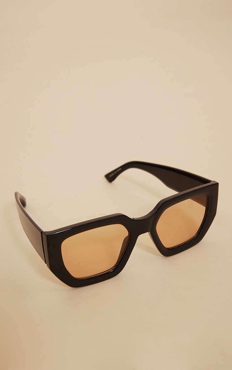 Black Chunky Brown Lens Square Frame Sunglasses image 3