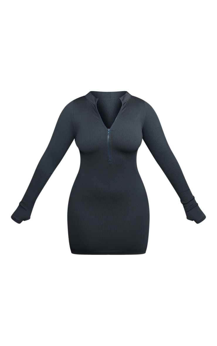 Bodycon Dress Long Sleeve Black Dress With Zipper In Front Women
