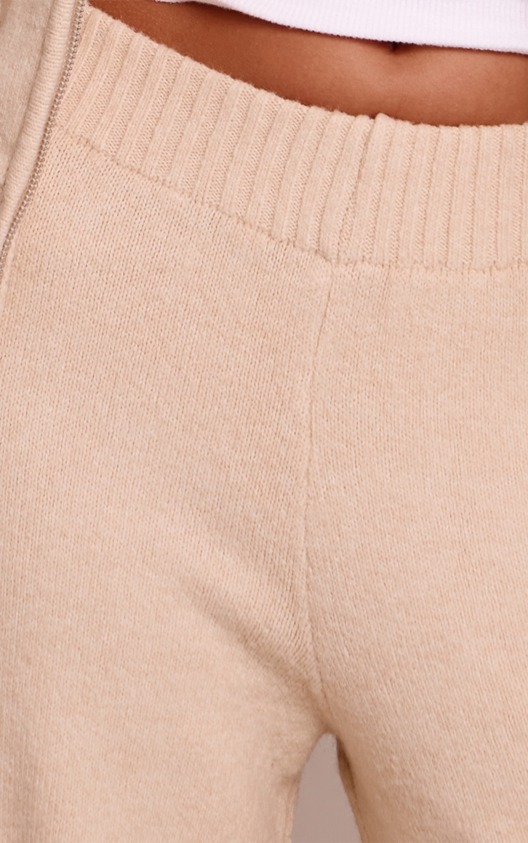 Pantalon large maille tricot beige image 4