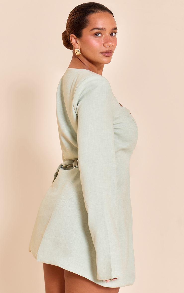 Shape Sage Tailored Square Neck Hammered Button Mini Dress image 2