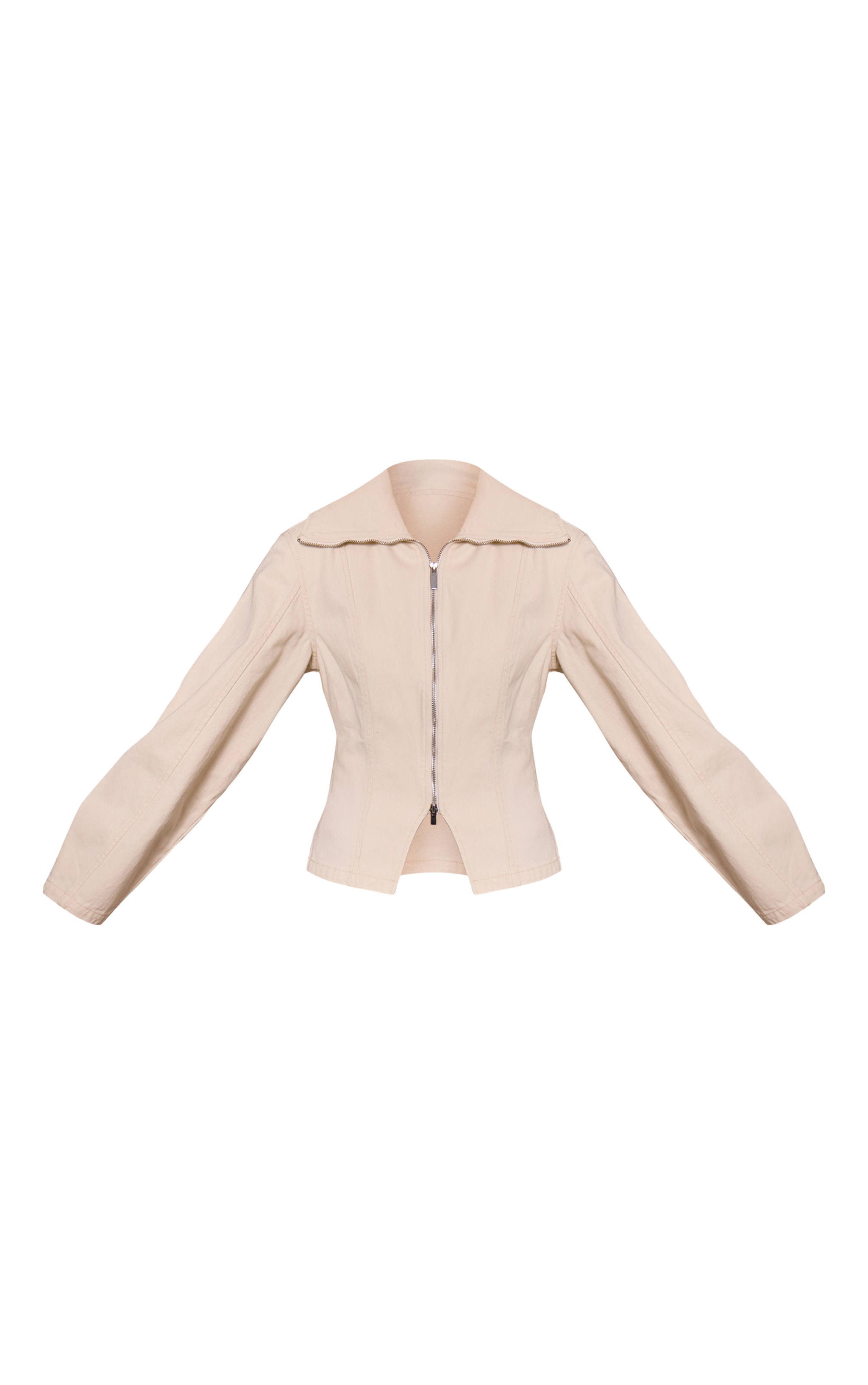 Ecru Sailor Collar Double Ended Zip Cinch Jacket image 5