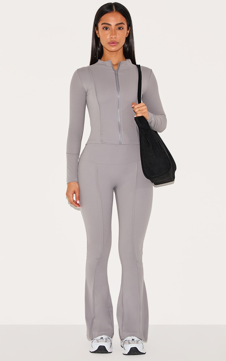 Petite Top Sculpt gris anthracite sans coutures à zip et détail contours image 3