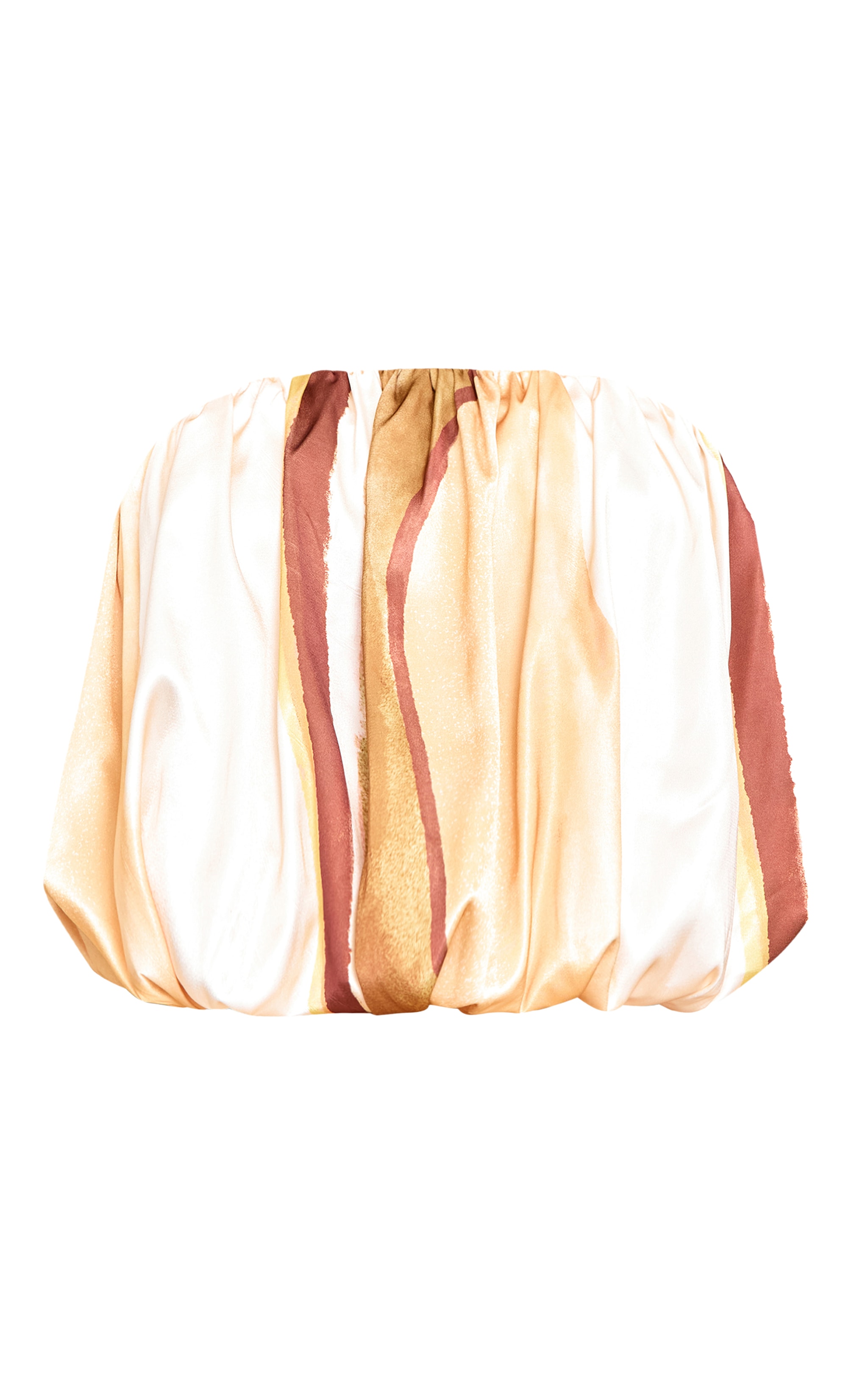Multi Stripe Print Satin Puffball Bandeau Top image 5