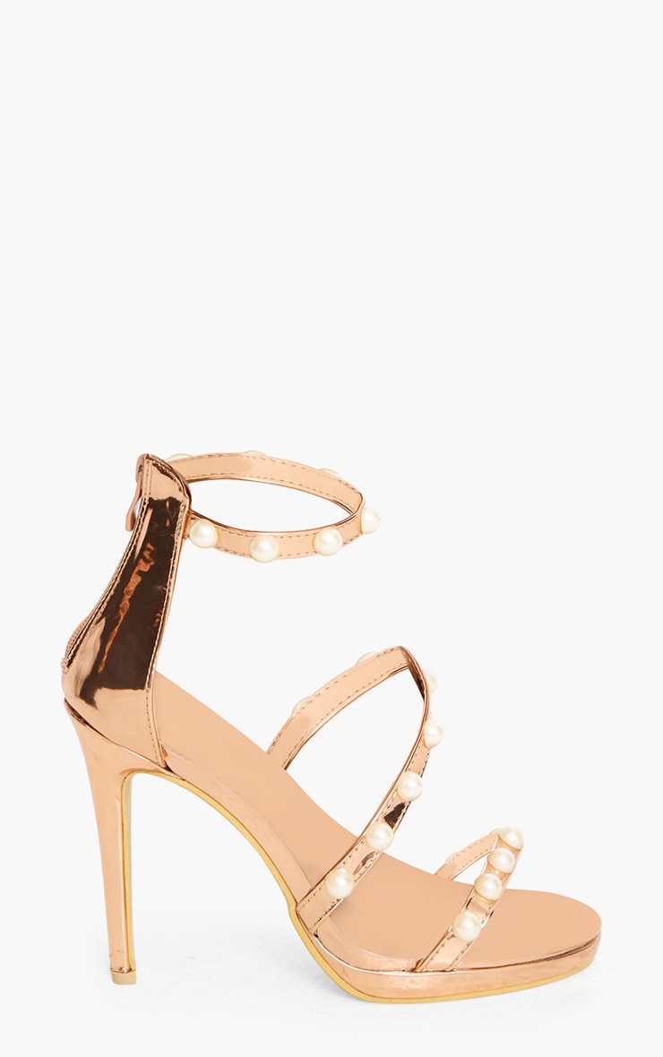 rose gold 3 strap heels