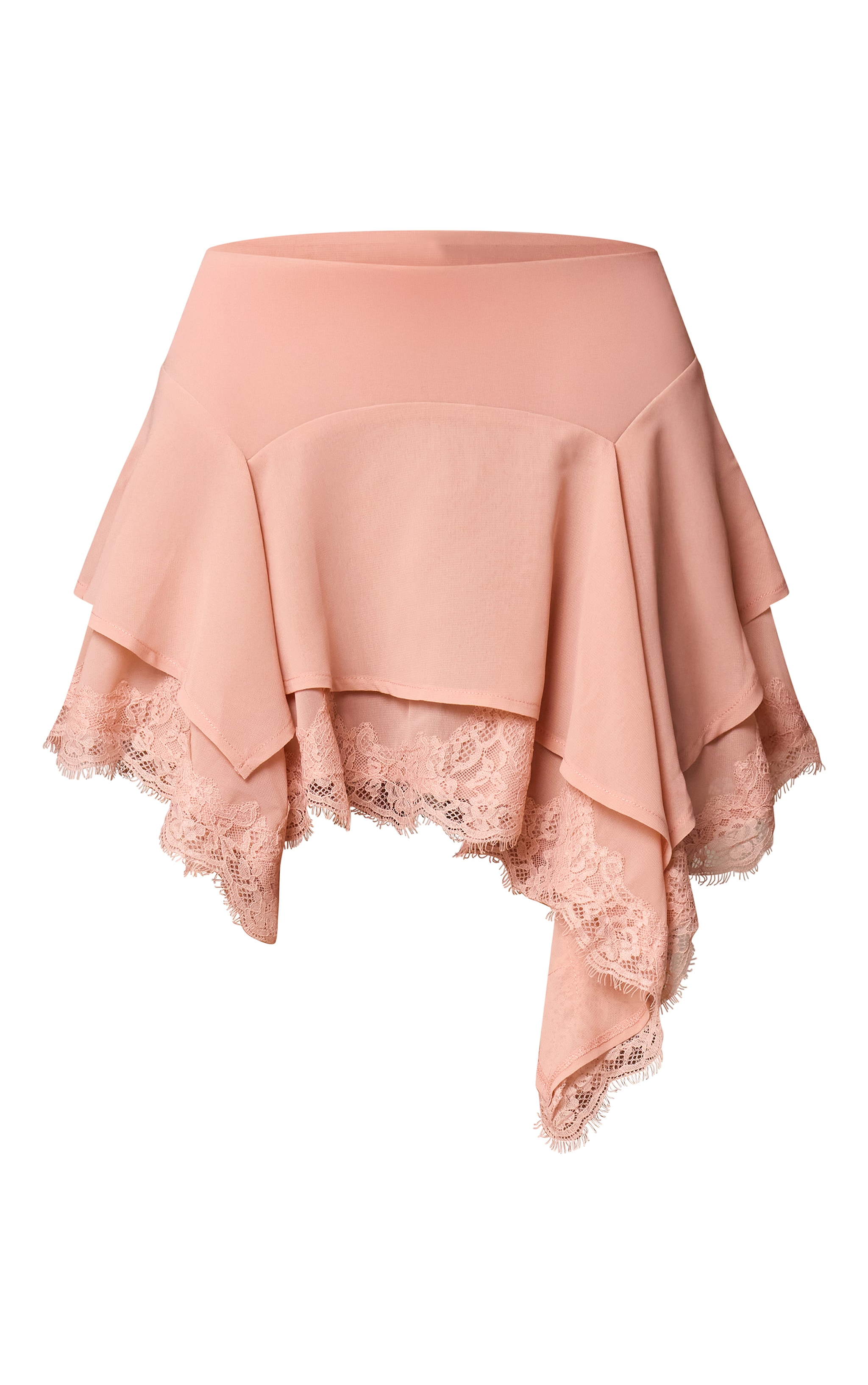 Apricot Chiffon Layered Lace Detail Mini Skirt image 6