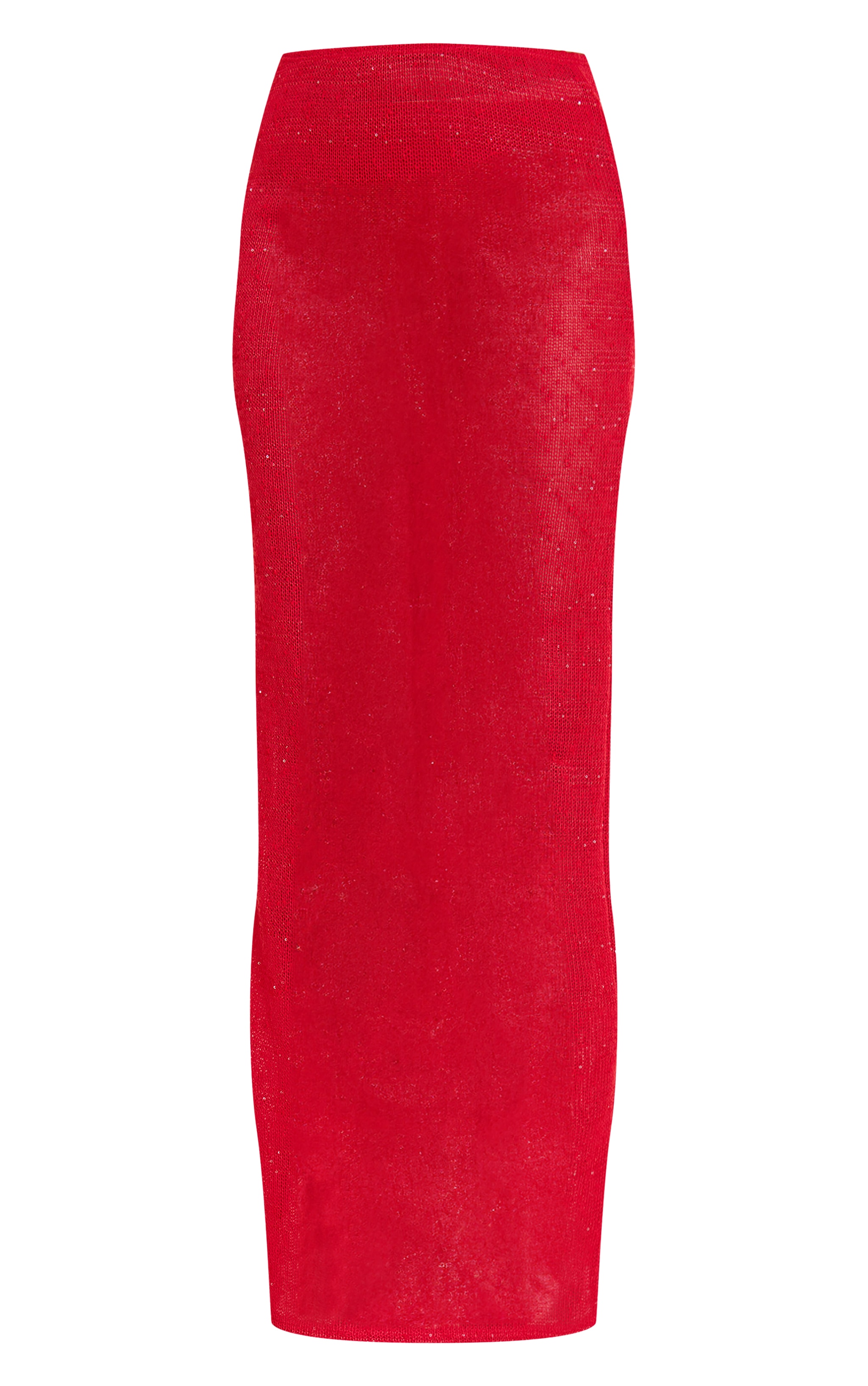 Tomato Red Textured Sequin Maxi Skirt image 5