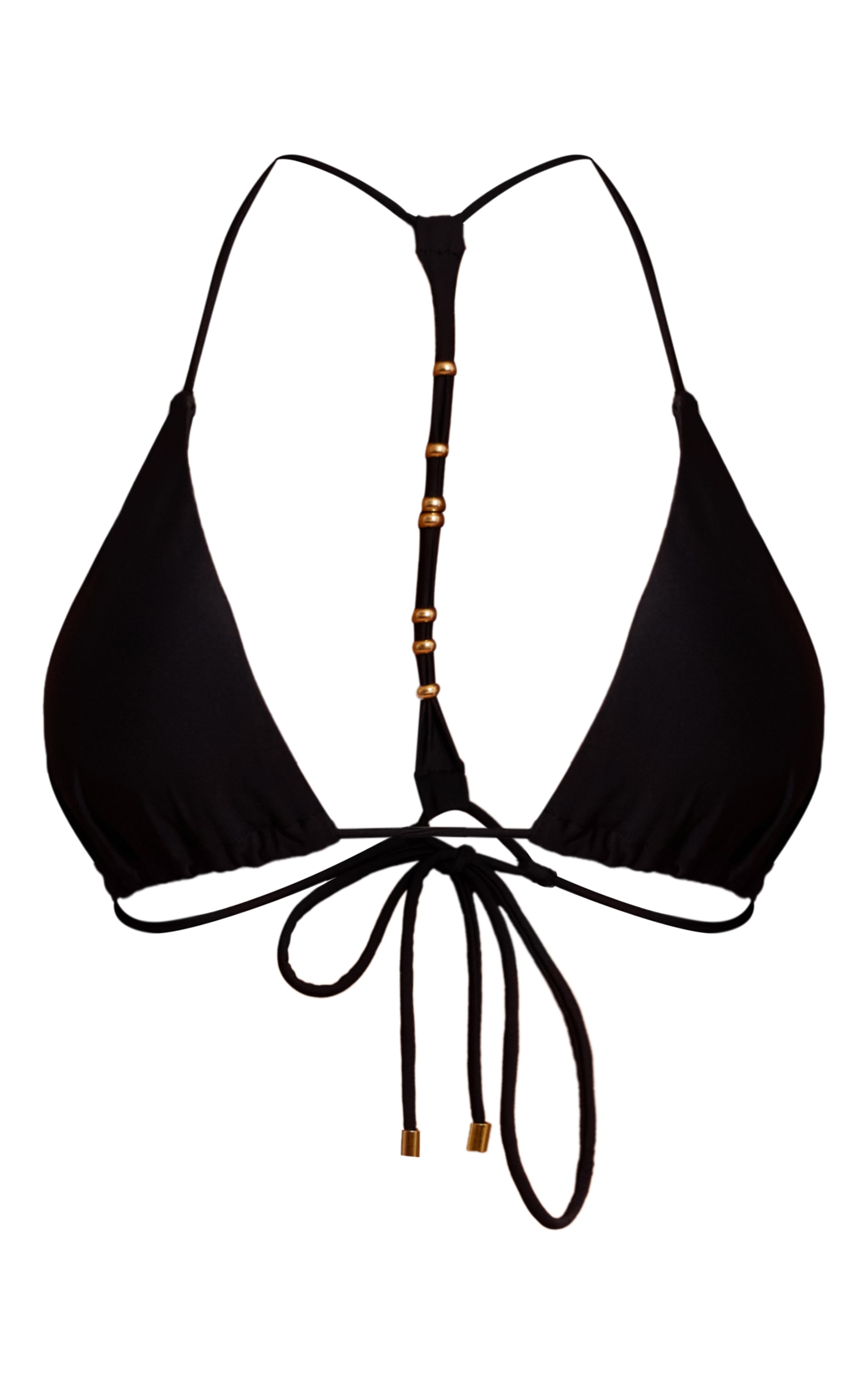 Black Back Bead Detail Triangle Bikini Top image 5