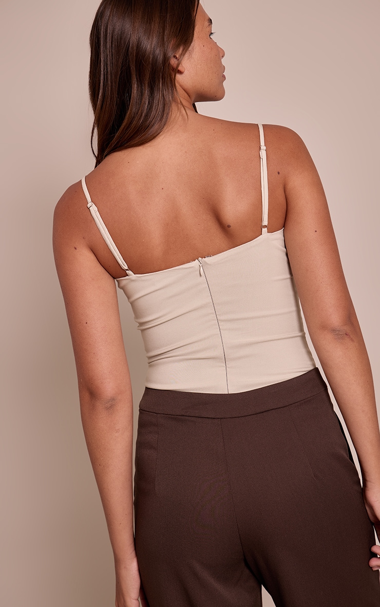 Stone Woven Stretch Strappy Bodysuit image 2