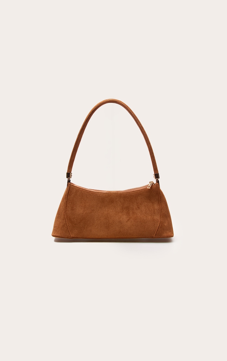 Tan Faux Suede Seam Detail Structured Shoulder Bag image 2