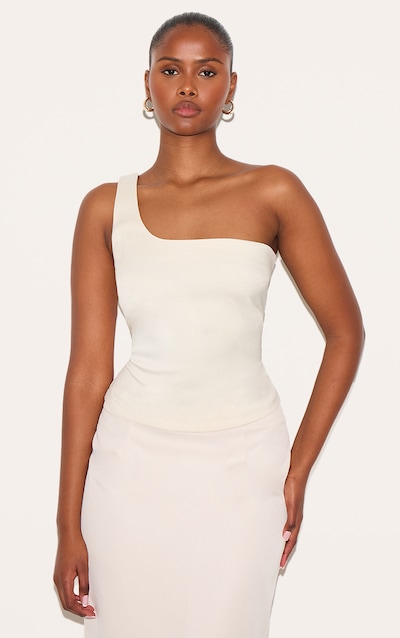 Cream Woven Asymmetric Top