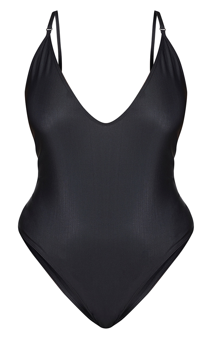 Plus Black Basic Low Scoop Swimsuit image 5