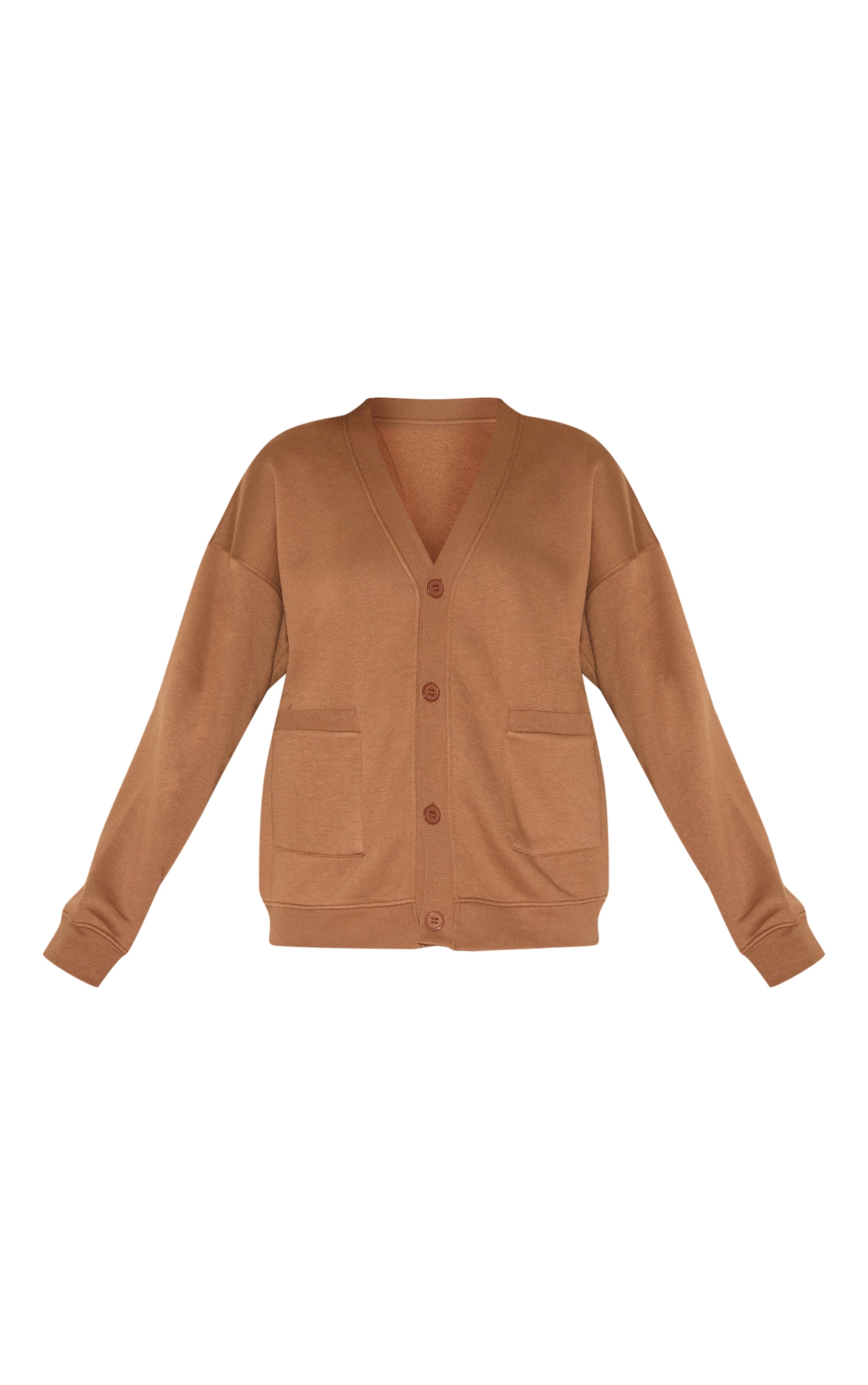 Taupe Button Front Pocket Sweat Cardigan image 5