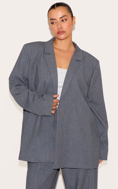 Plus Charcoal Tailored Oversized Dad Blazer