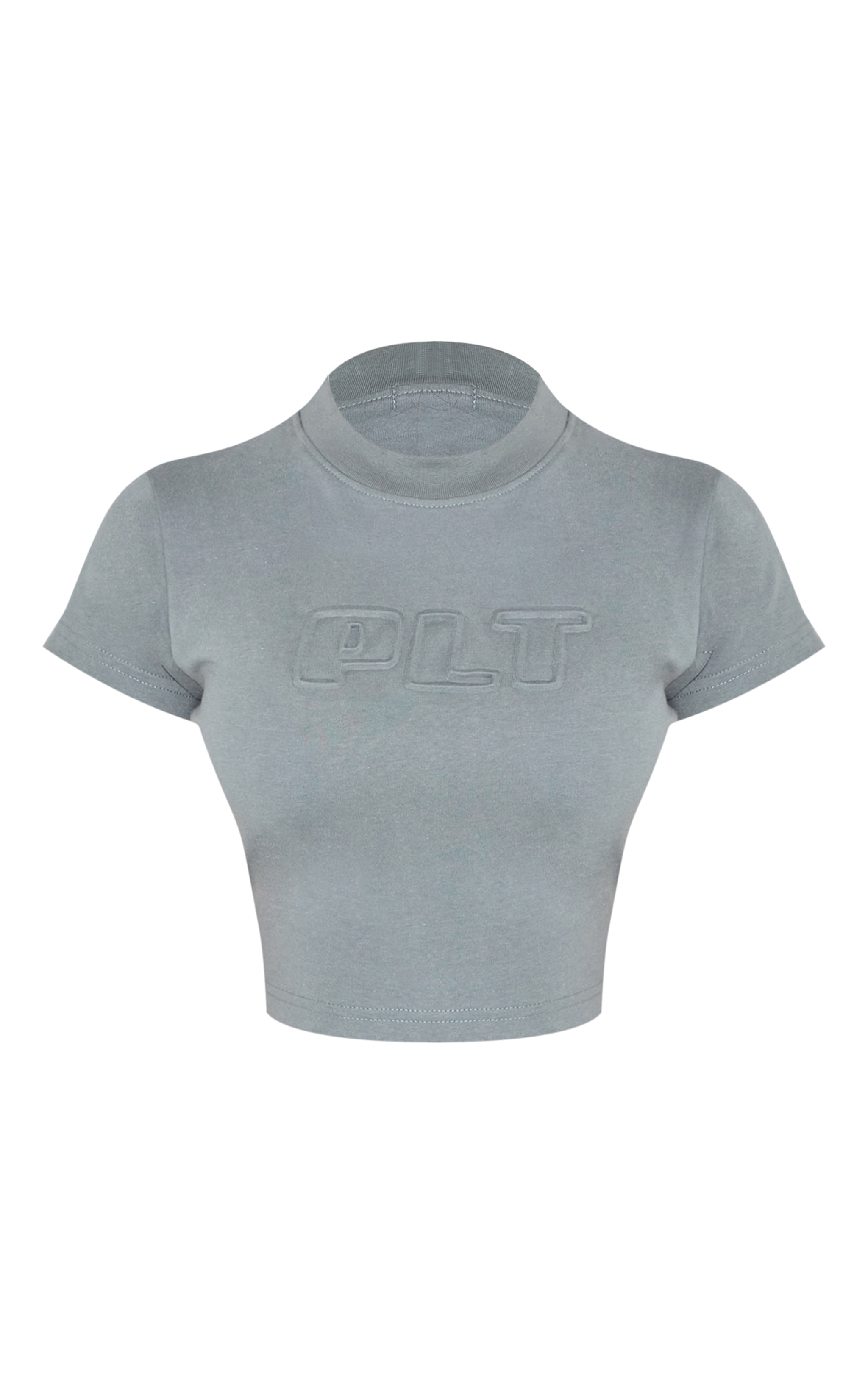 Petite Teal PLT Embossed Cropped Baby Tee image 5