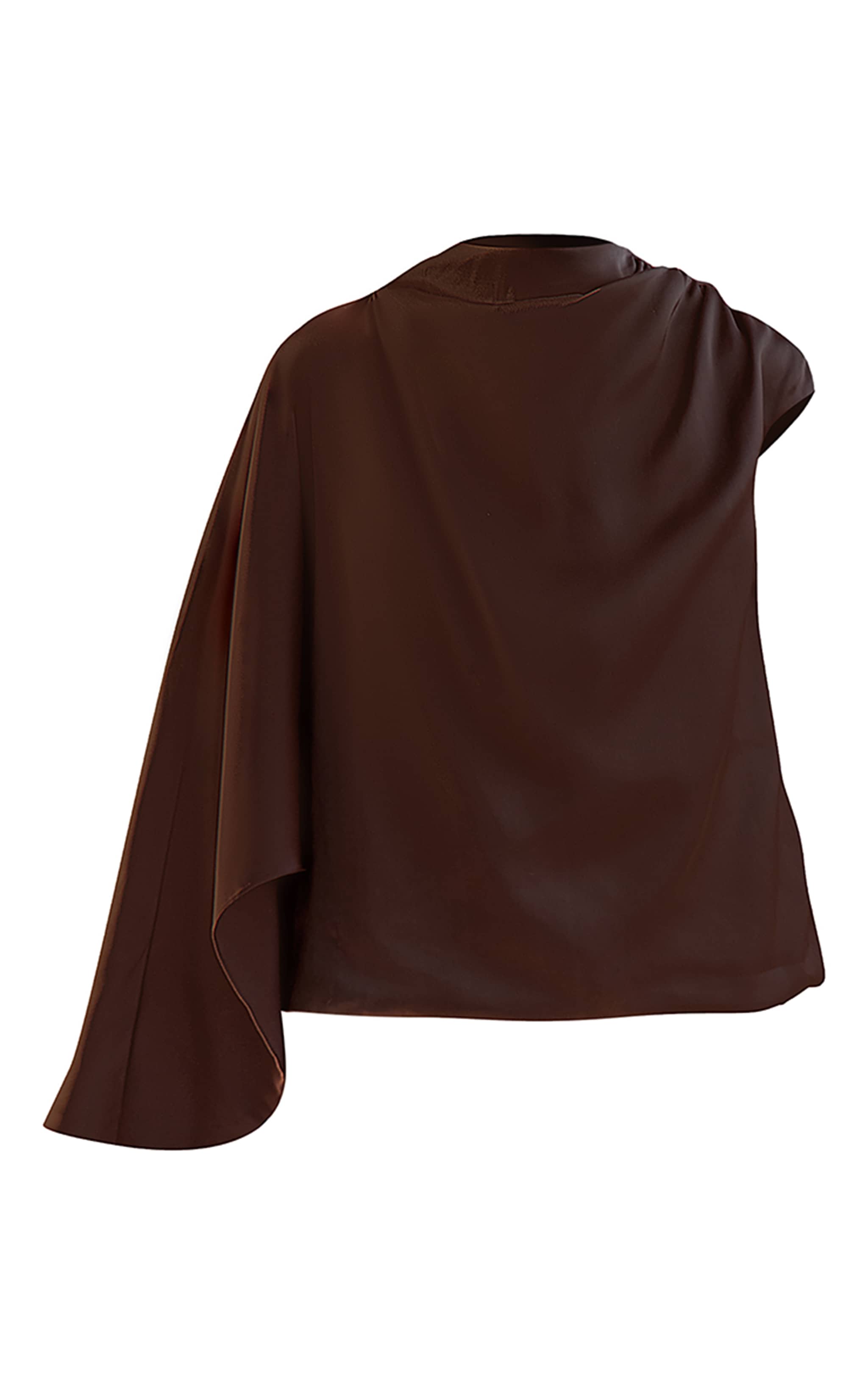 Dark Chocolate Satin One Sleeve Draped Top image 6