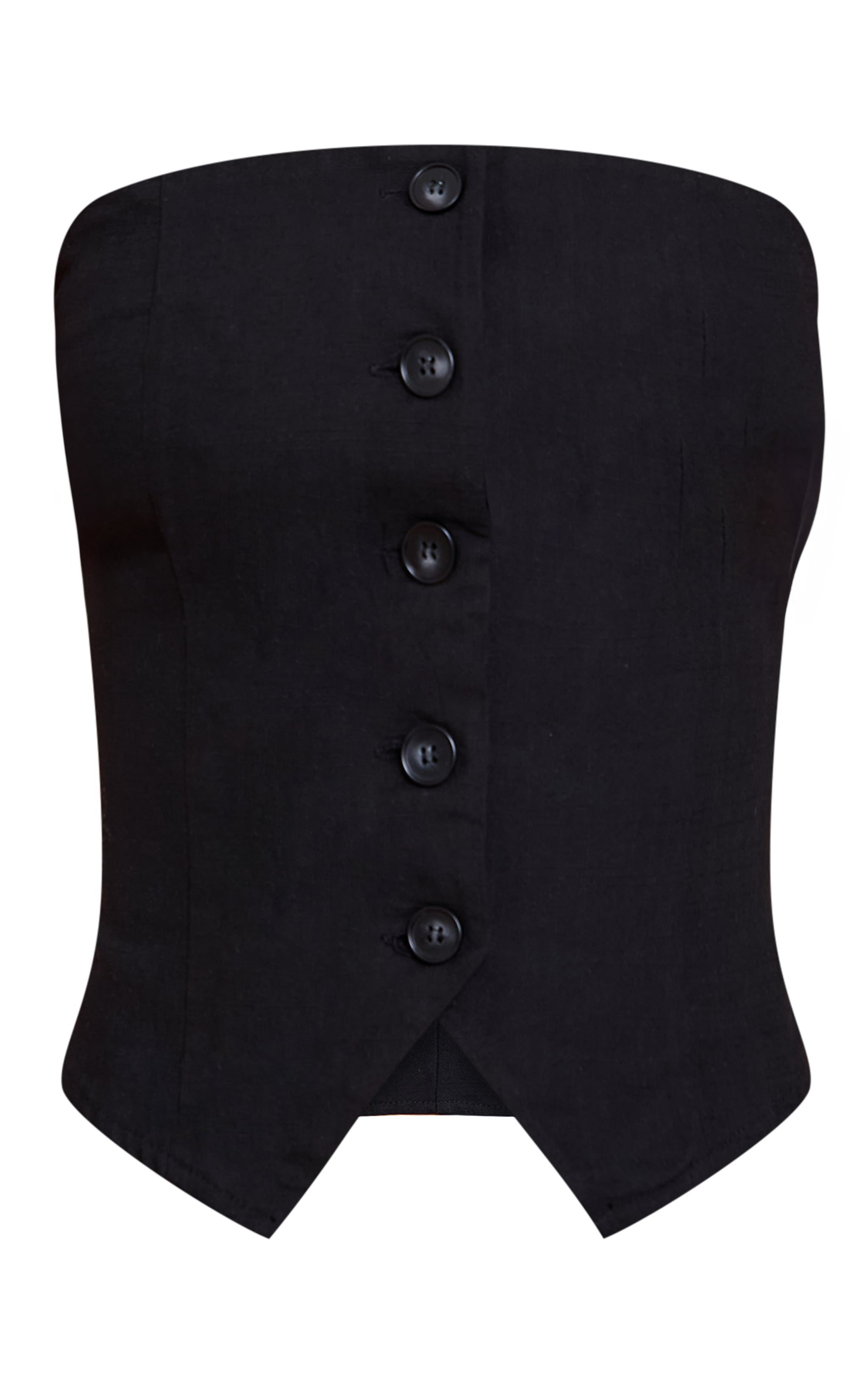 Petite Black Woven Bandeau Button Up Top image 5