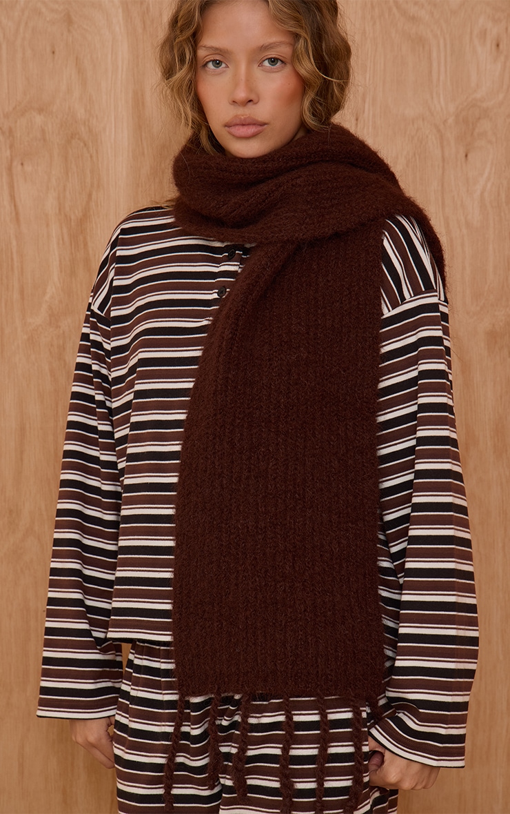 Chocolate Rib Chunky Tassel Detail Scarf