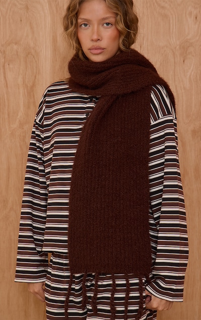 Chocolate Rib Chunky Tassel Detail Scarf