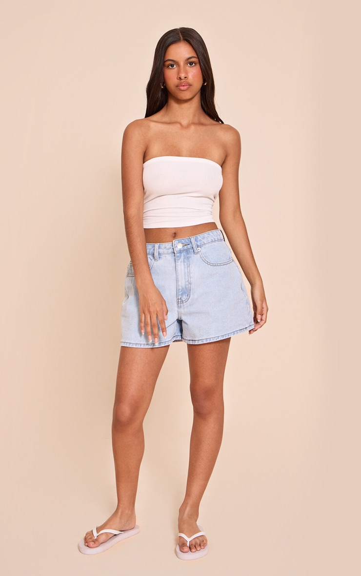 Petite White Soft Rib Bandeau Top image 3