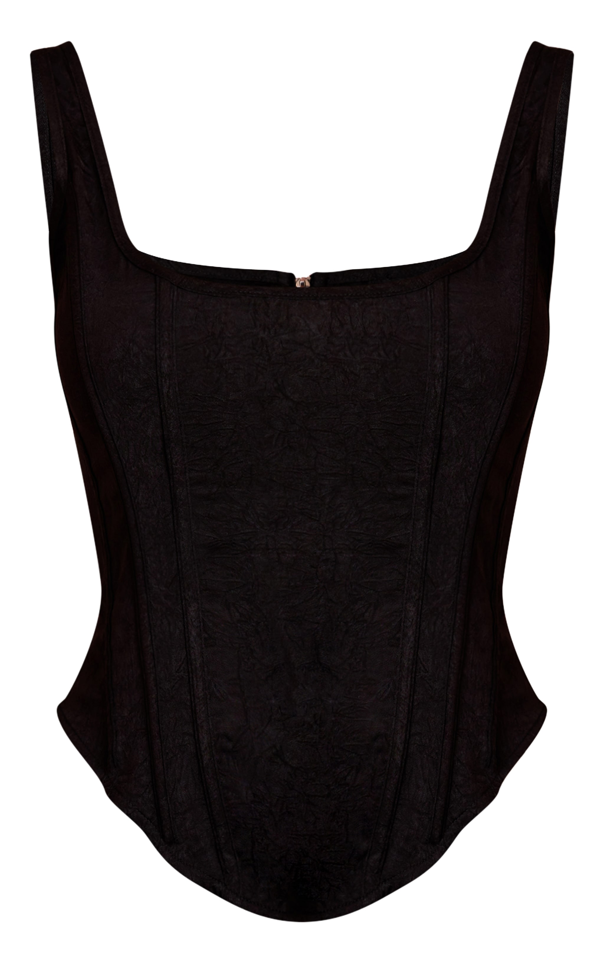 Black Textured Boned Dip Hem Longline Corset image 5