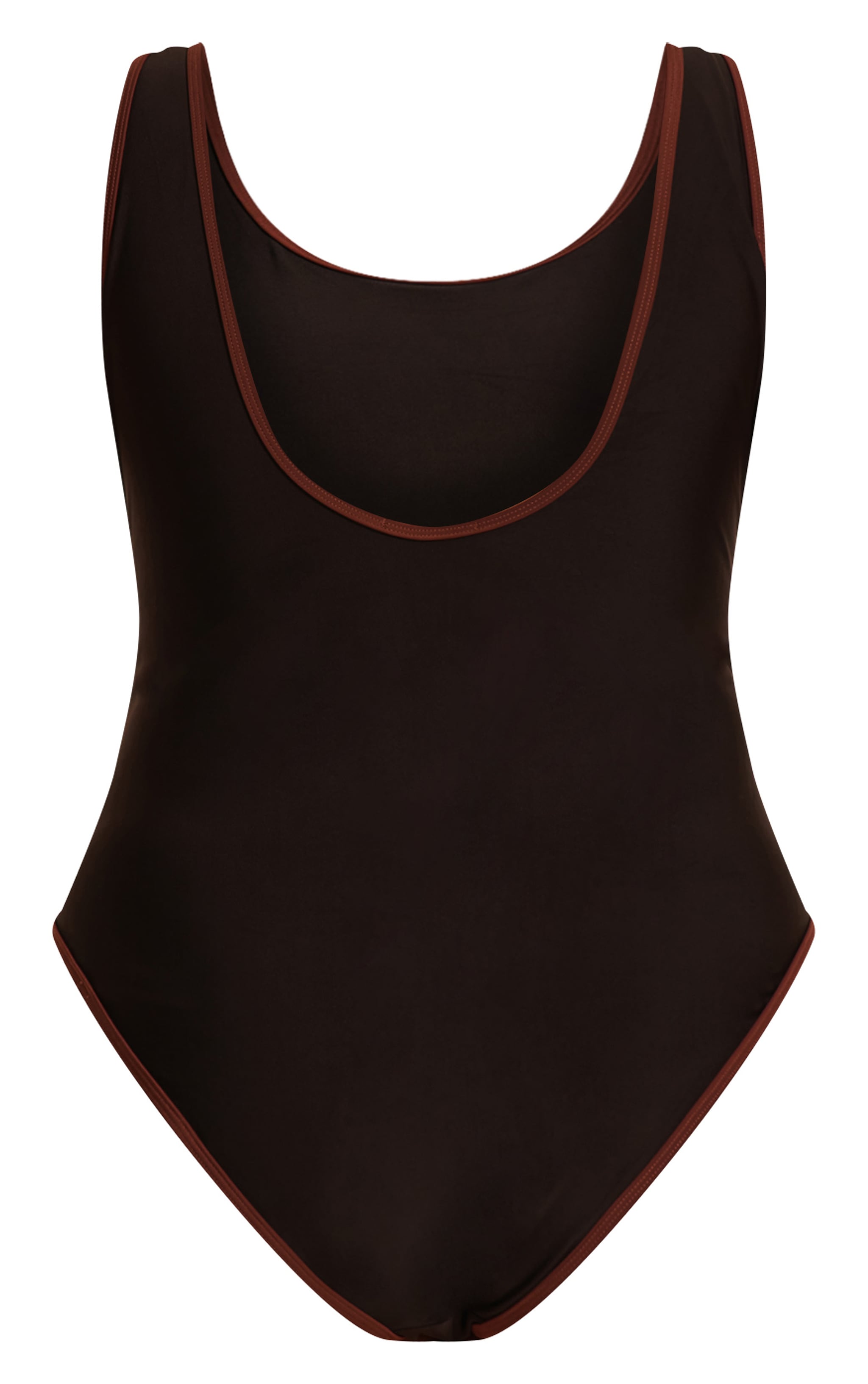 Plus Black Contrast Binding Scoop Back Swimsuit image 6