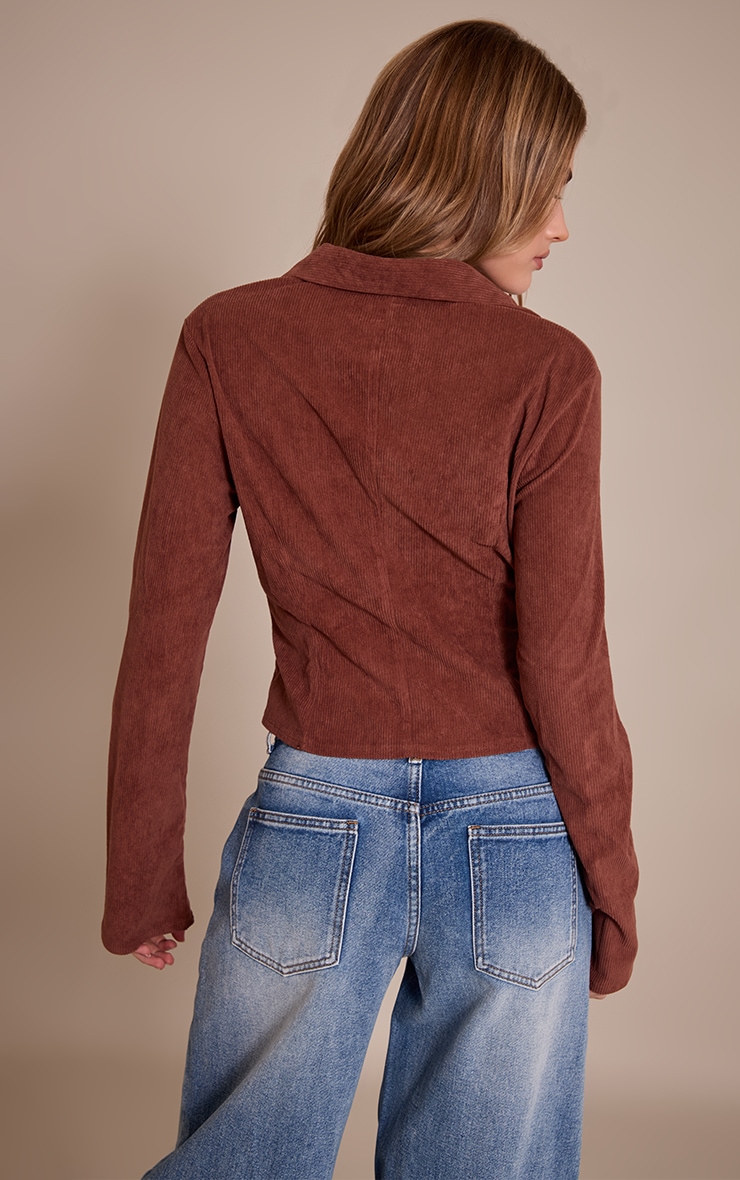 Brown Corduroy Fitted Shirt image 2