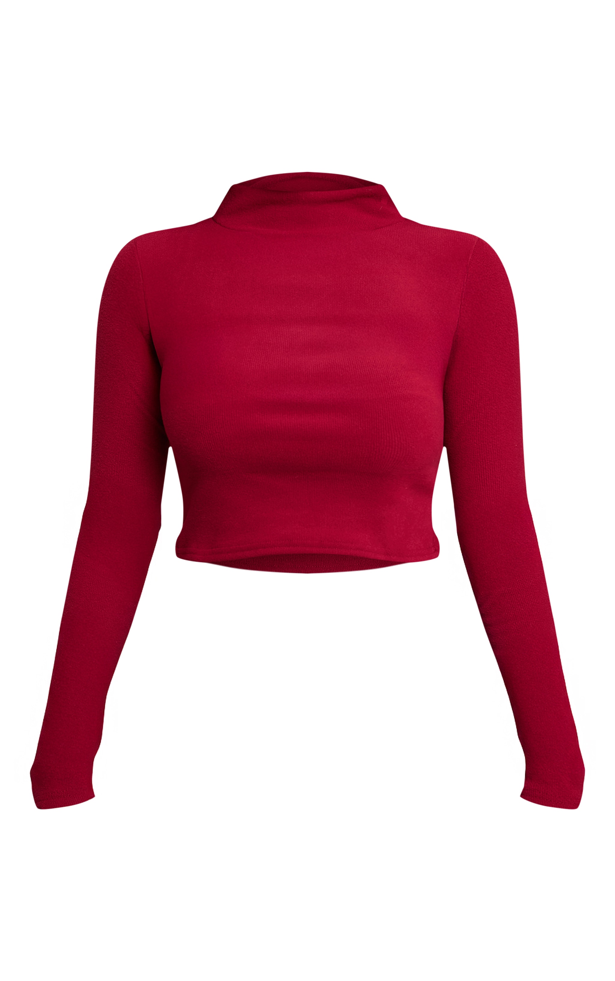 Shape Burgundy Micro Rib Long Sleeve Roll Neck Top image 5