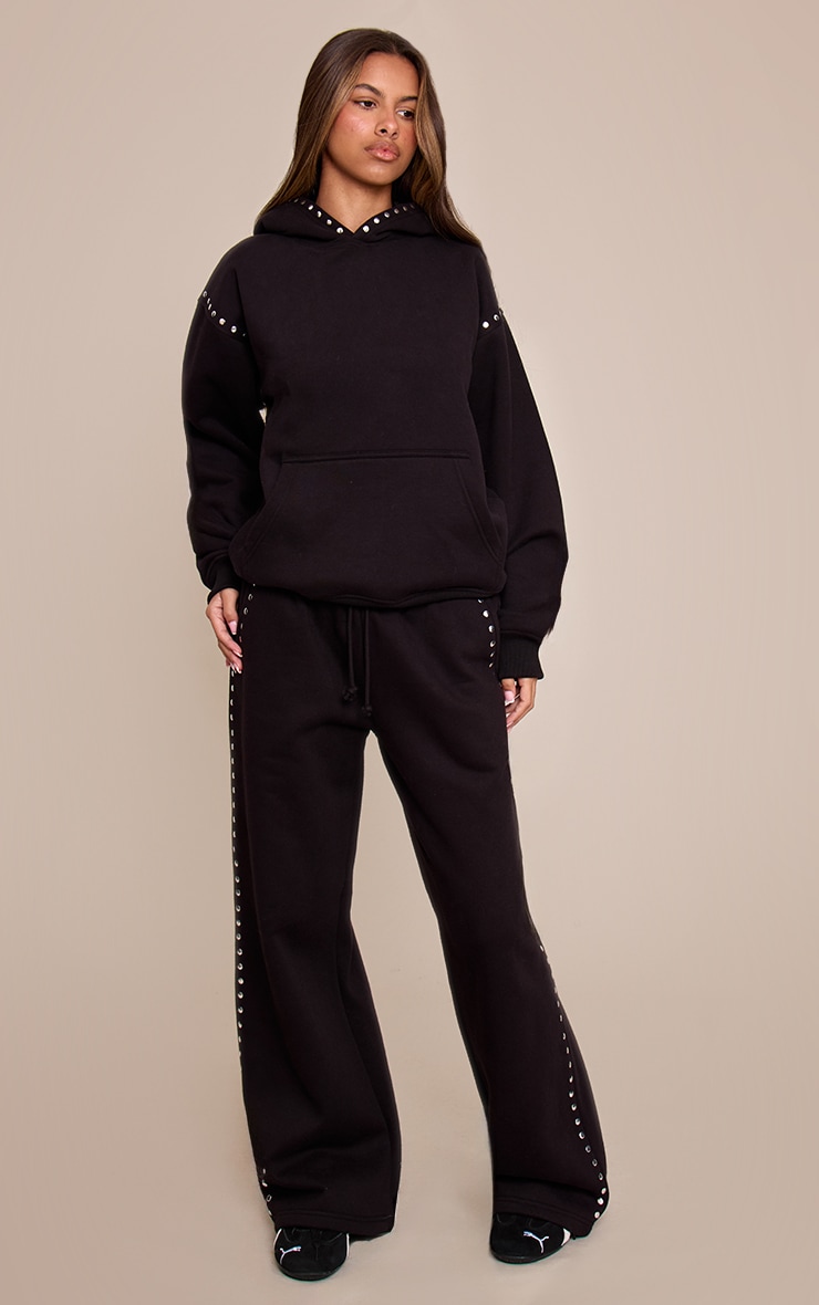 Petite Black Stud Detail Joggers image 2