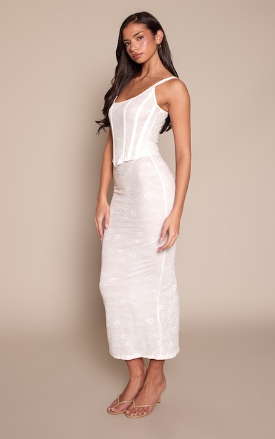 White Lace Corset Midaxi Dress