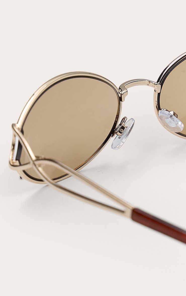 Gold Oval Arm Detail Sunglasses image 4