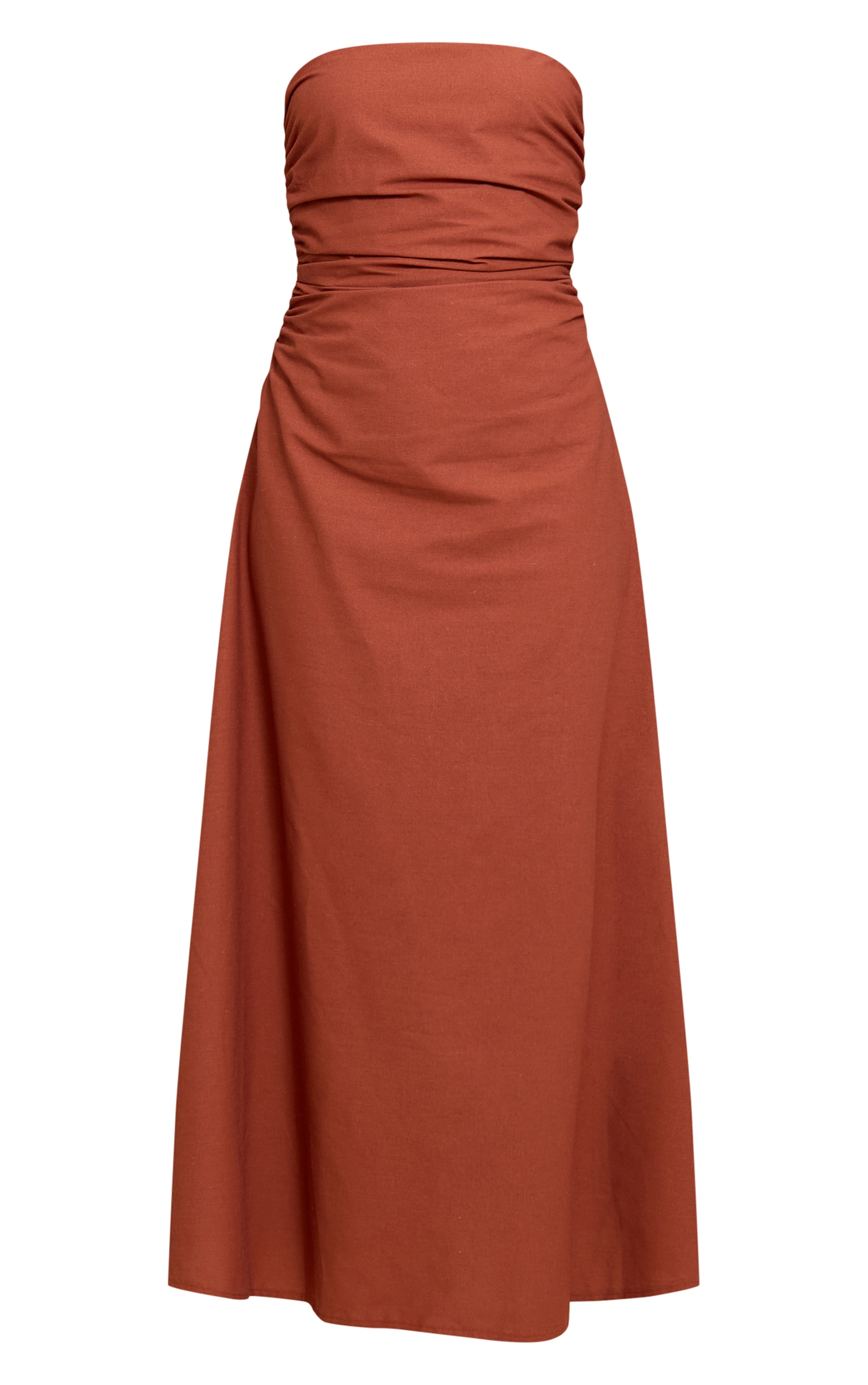 Rust Bandeau Ruched Waist Detail Maxi Dress image 5