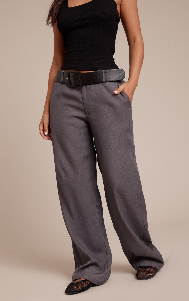 Petite Charcoal Belted Wide leg Pants image 2