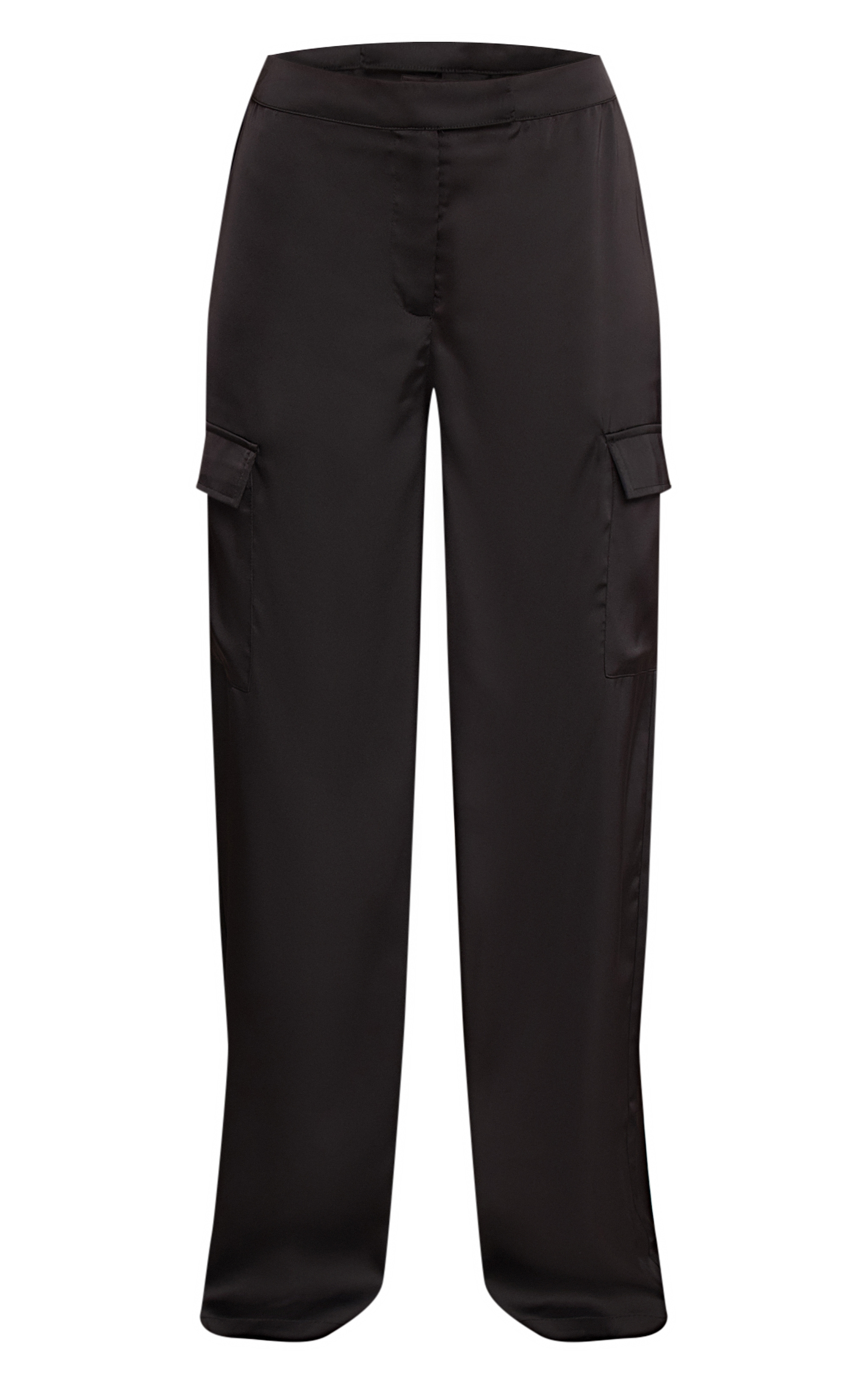 Black Satin Wide Leg Cargos image 5