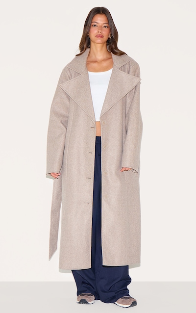 Trench oversize en effet laine taupe