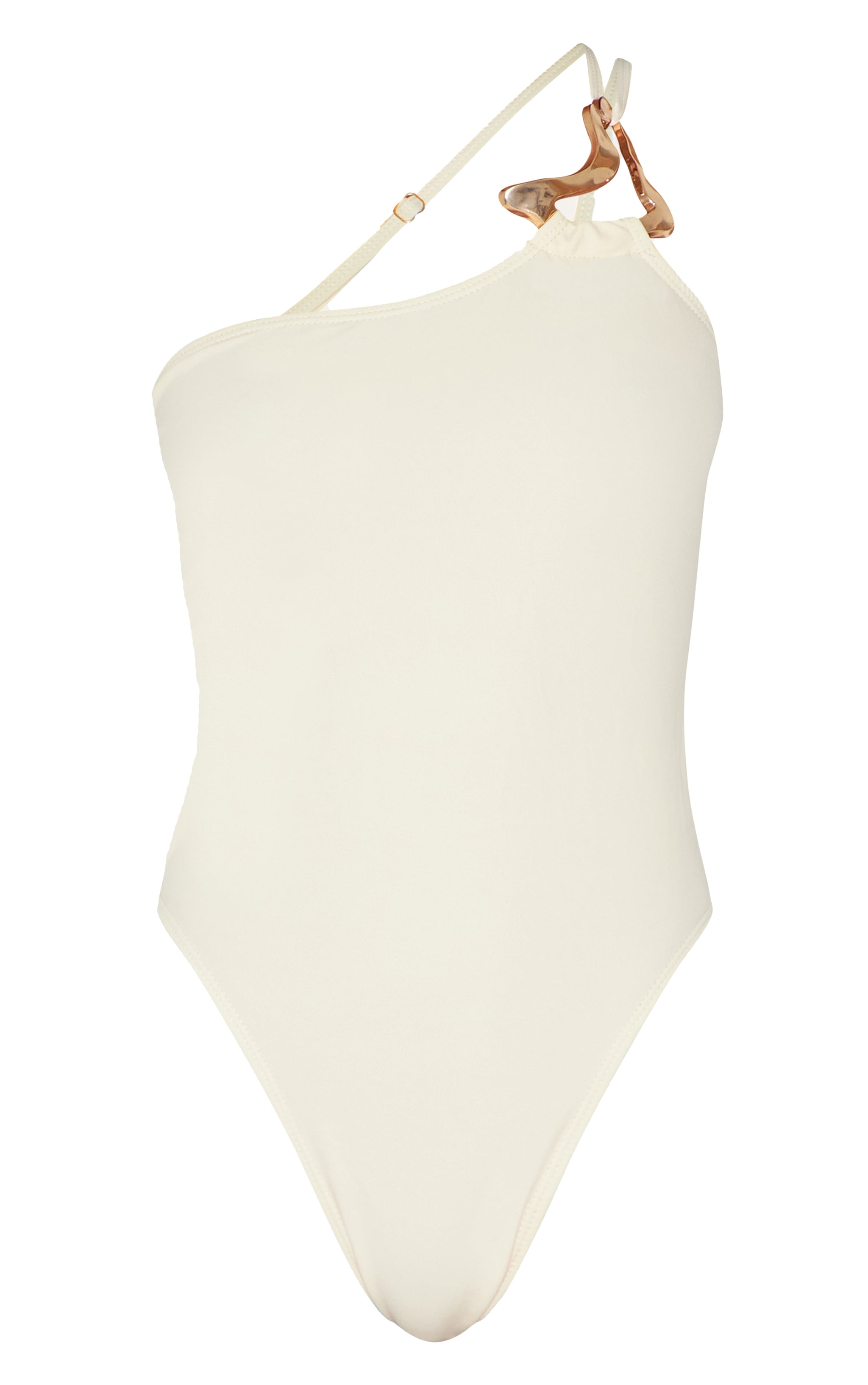 Sand Gold Trim Asymmetric Swimsuit image 1