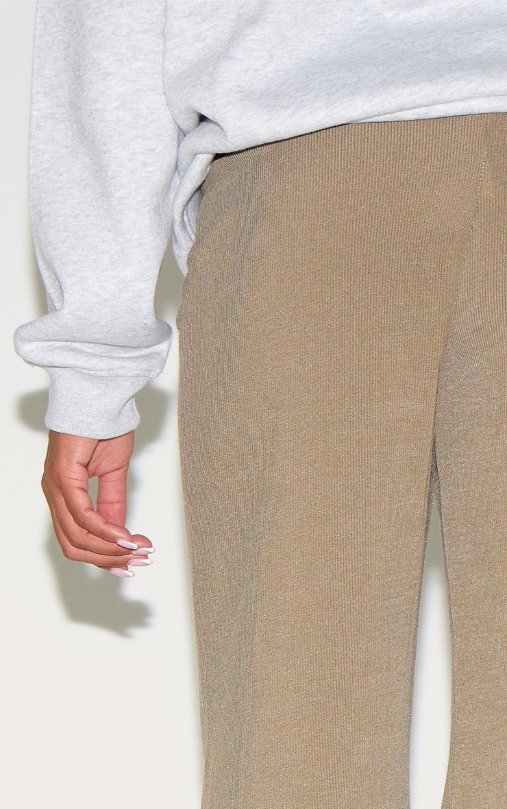 Maternity Khaki Ribbed Wide Leg Pants image 4